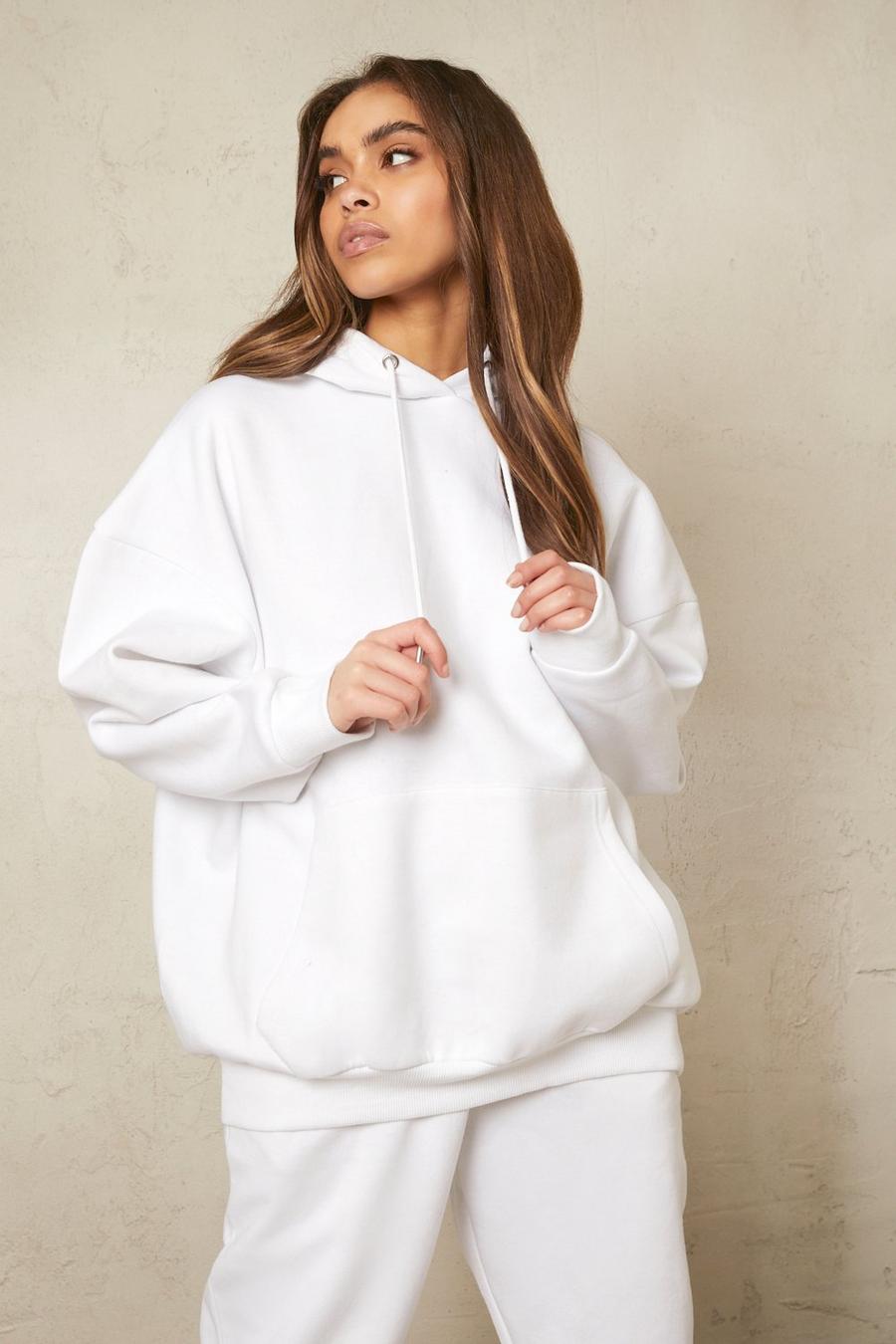 White Recycled Oversized Hoodie image number 1