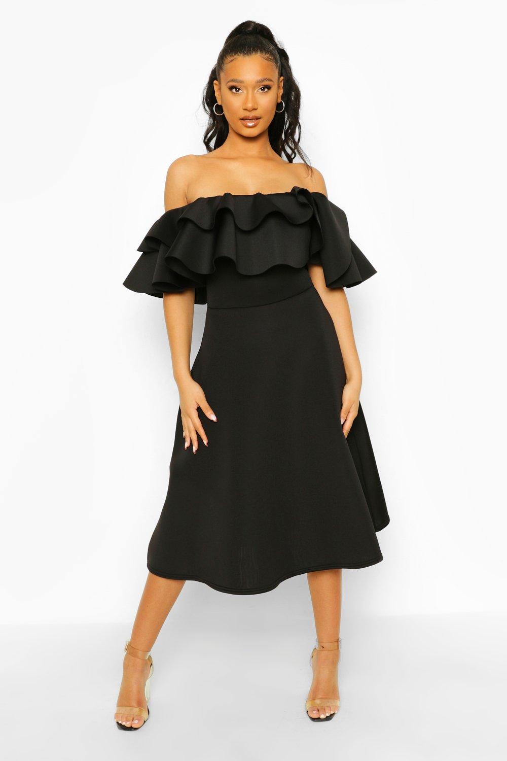 Bonded scuba bardot skater dress sales