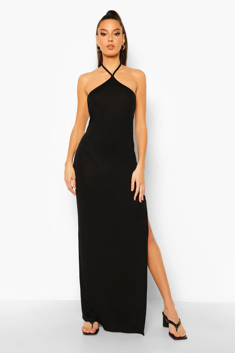 Women's Halterneck Side Split Maxi Dress