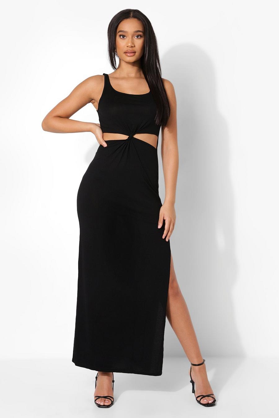 Black Twist Cut Out Strappy Maxi Dress image number 1