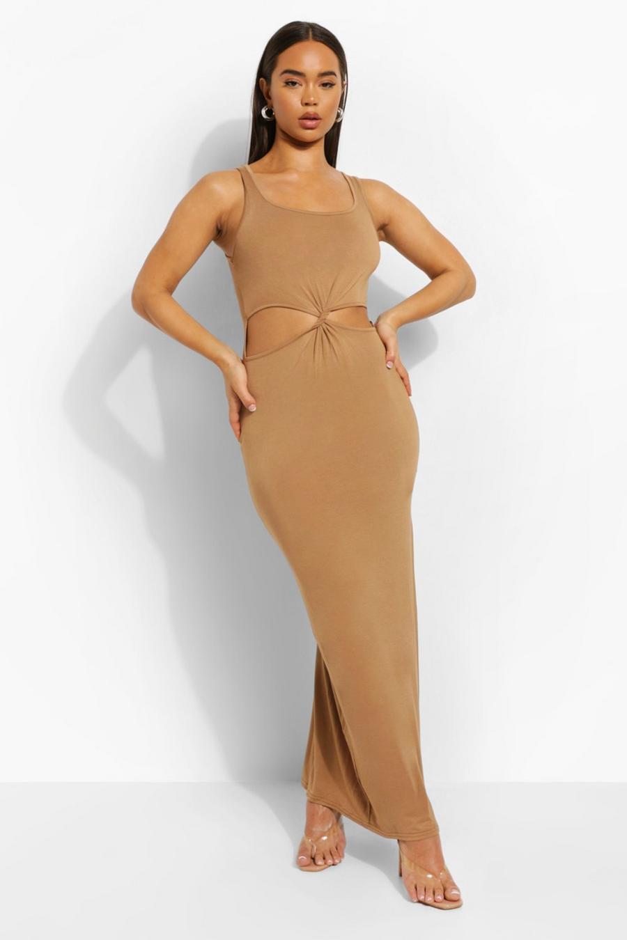 Camel Twist Cut Out Strappy Maxi Dress image number 1