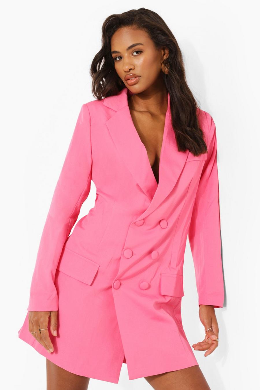 Hot pink Wrap Oversized Boyfriend Blazer Dress image number 1