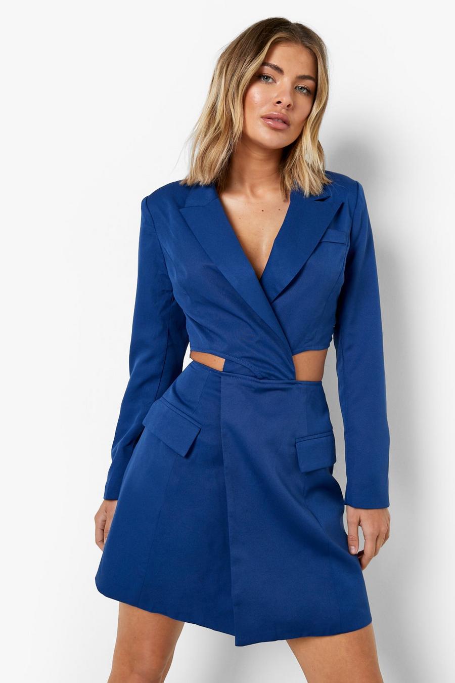 Cobalt azzurro Twist Cut Out Pocket Detail Blazer Dress