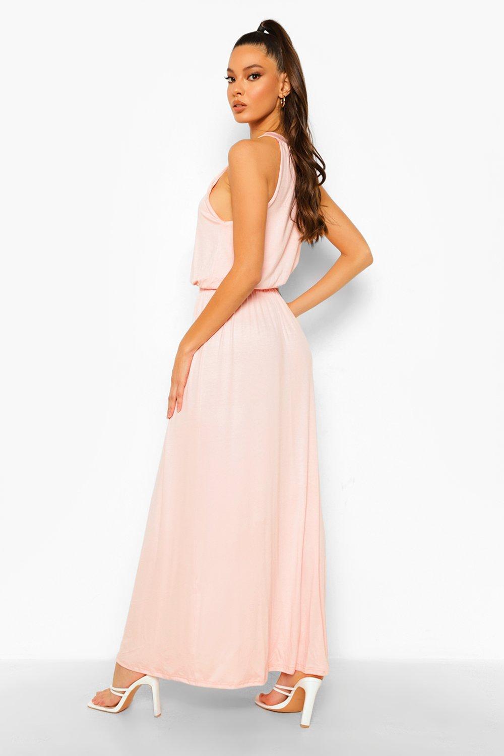 sleeveless blush dress