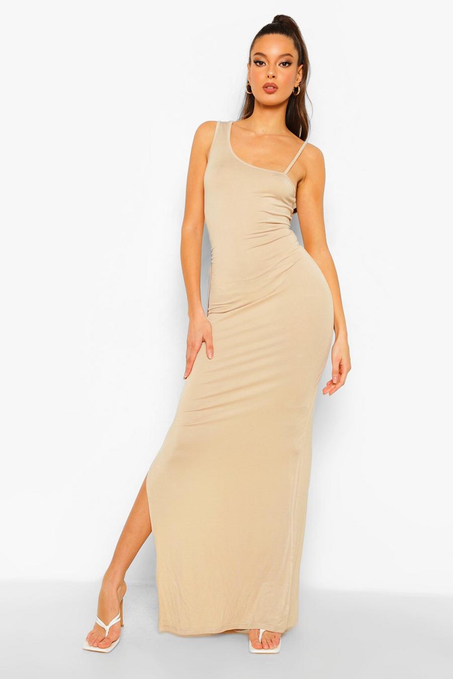 Stone Asymmetric Neck Cut Out Maxi Dress image number 1