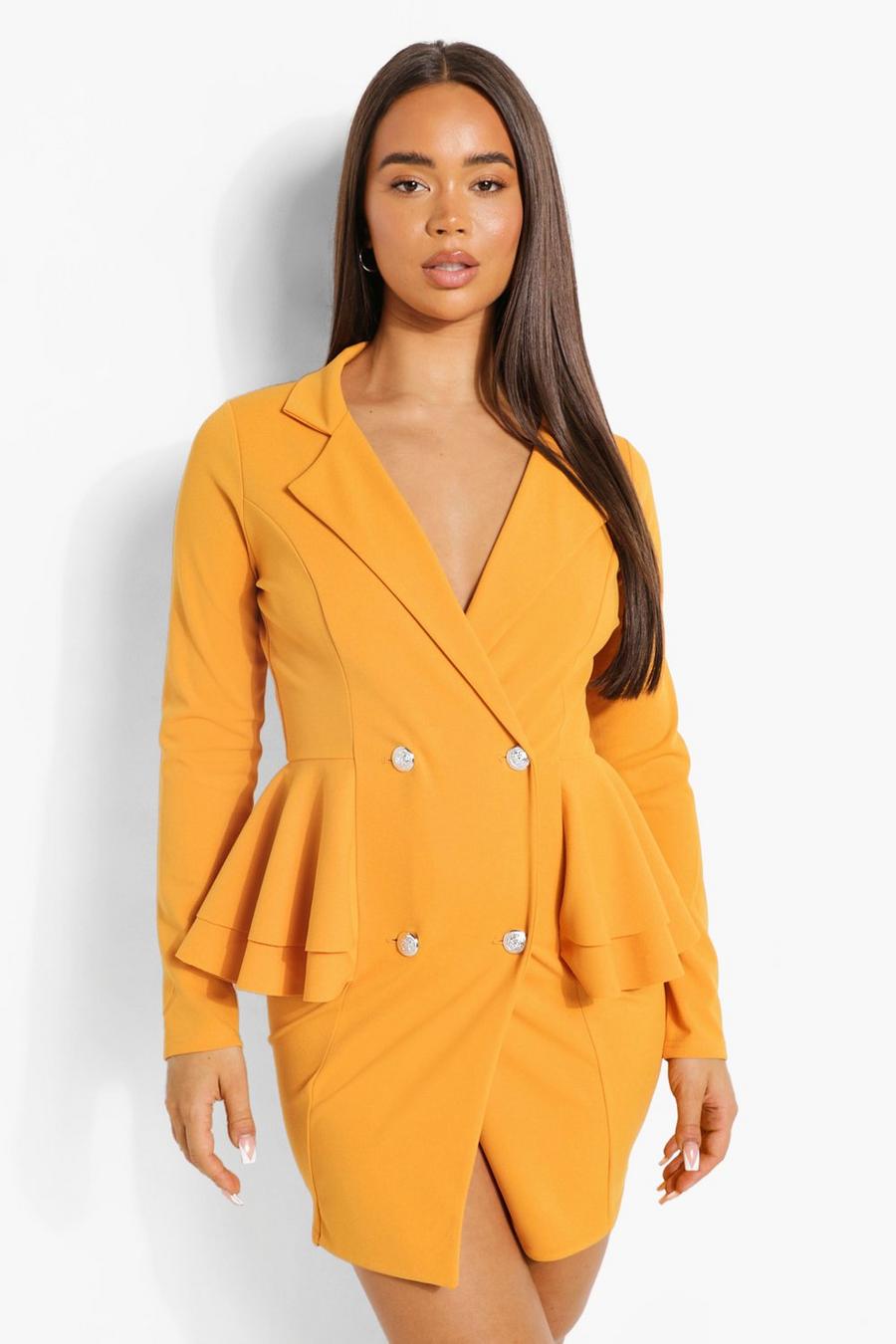 Orange Scuba Frill Blazer Dress image number 1