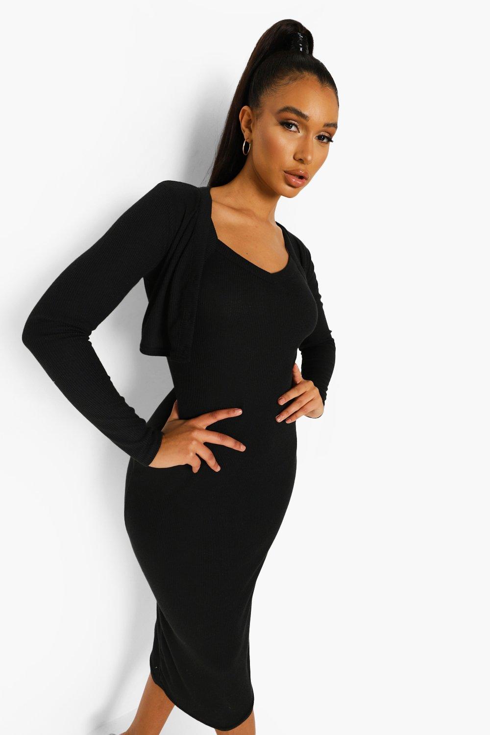 Black dress on sale with cardigan