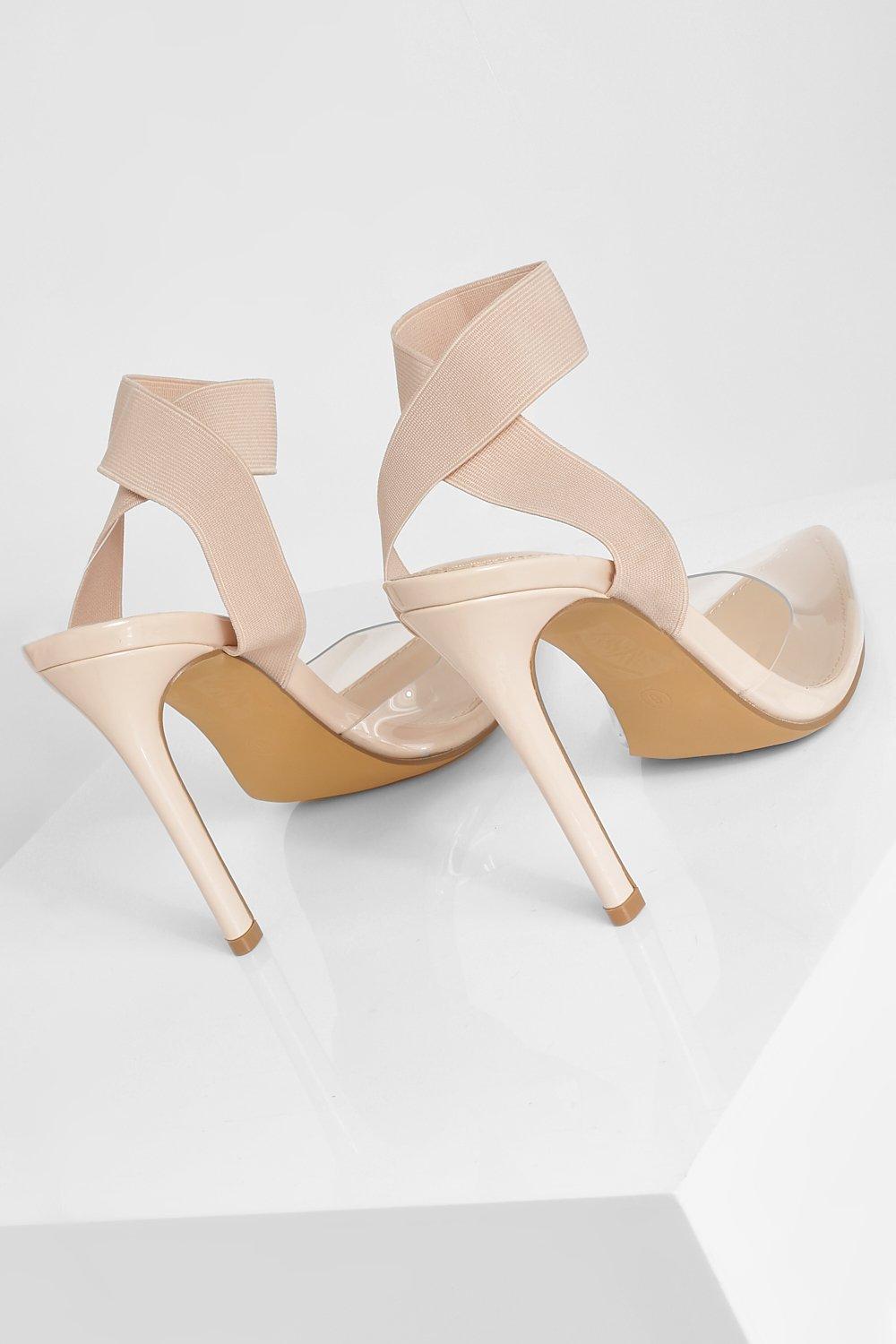 Elastic Strap Clear Heels