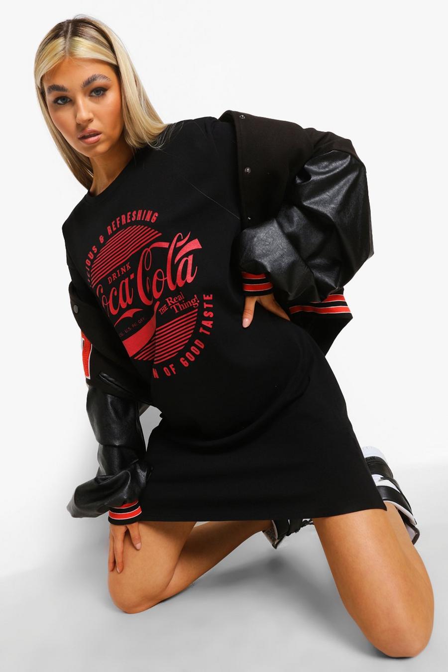 Tall Coca Cola Lizenz T-Shirt-Kleid, Schwarz image number 1