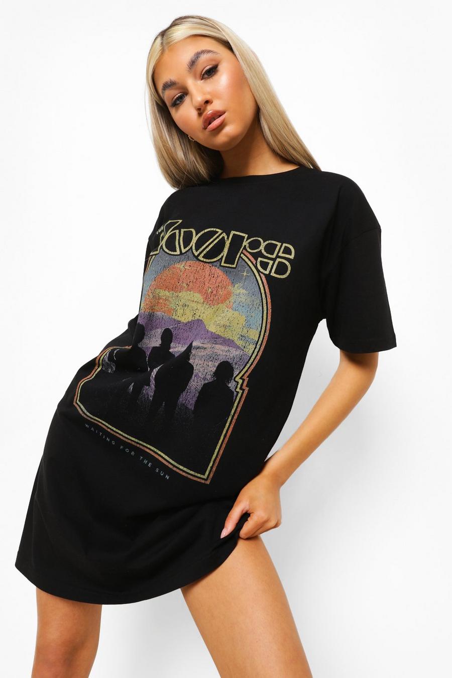 Vestido estilo camiseta con licencia de The Doors Tall, Negro image number 1