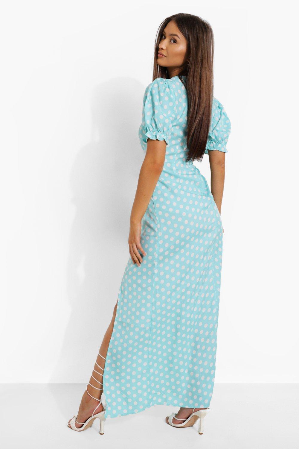 Boohoo green polka dot dress hotsell