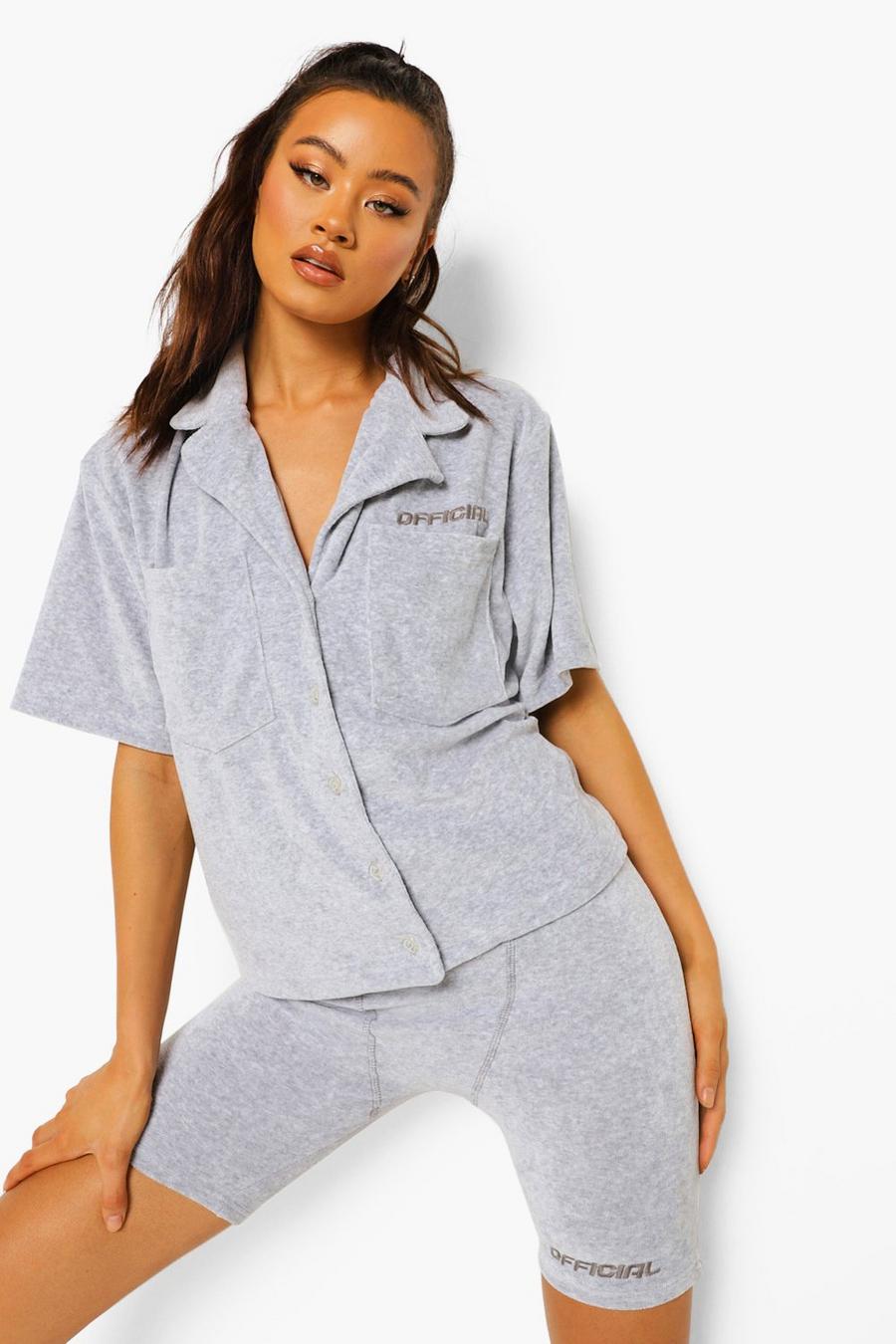 Grey Toweling Oversized Shirt image number 1