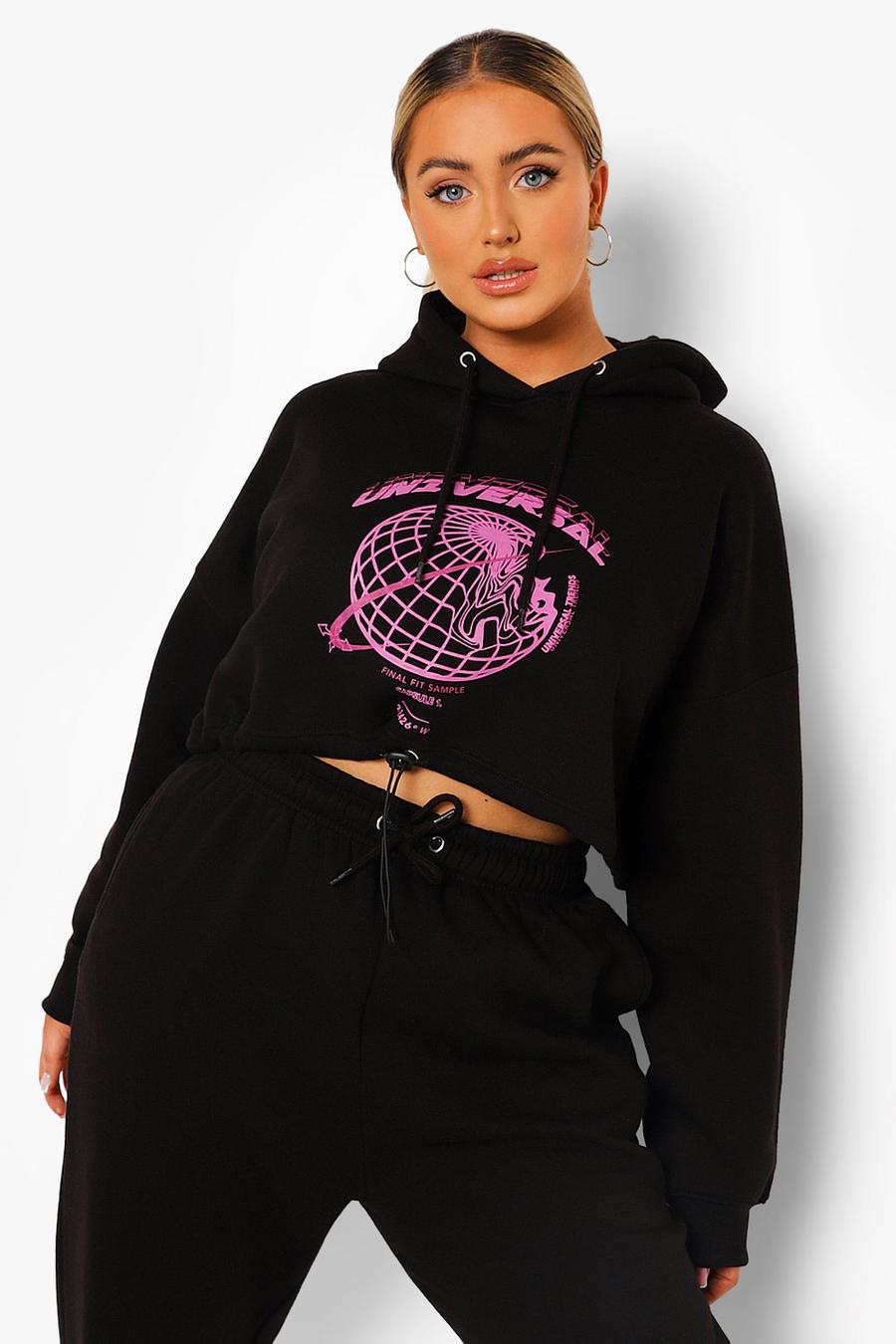 Black Plus - "Universal" Kort hoodie med knytdetalj image number 1