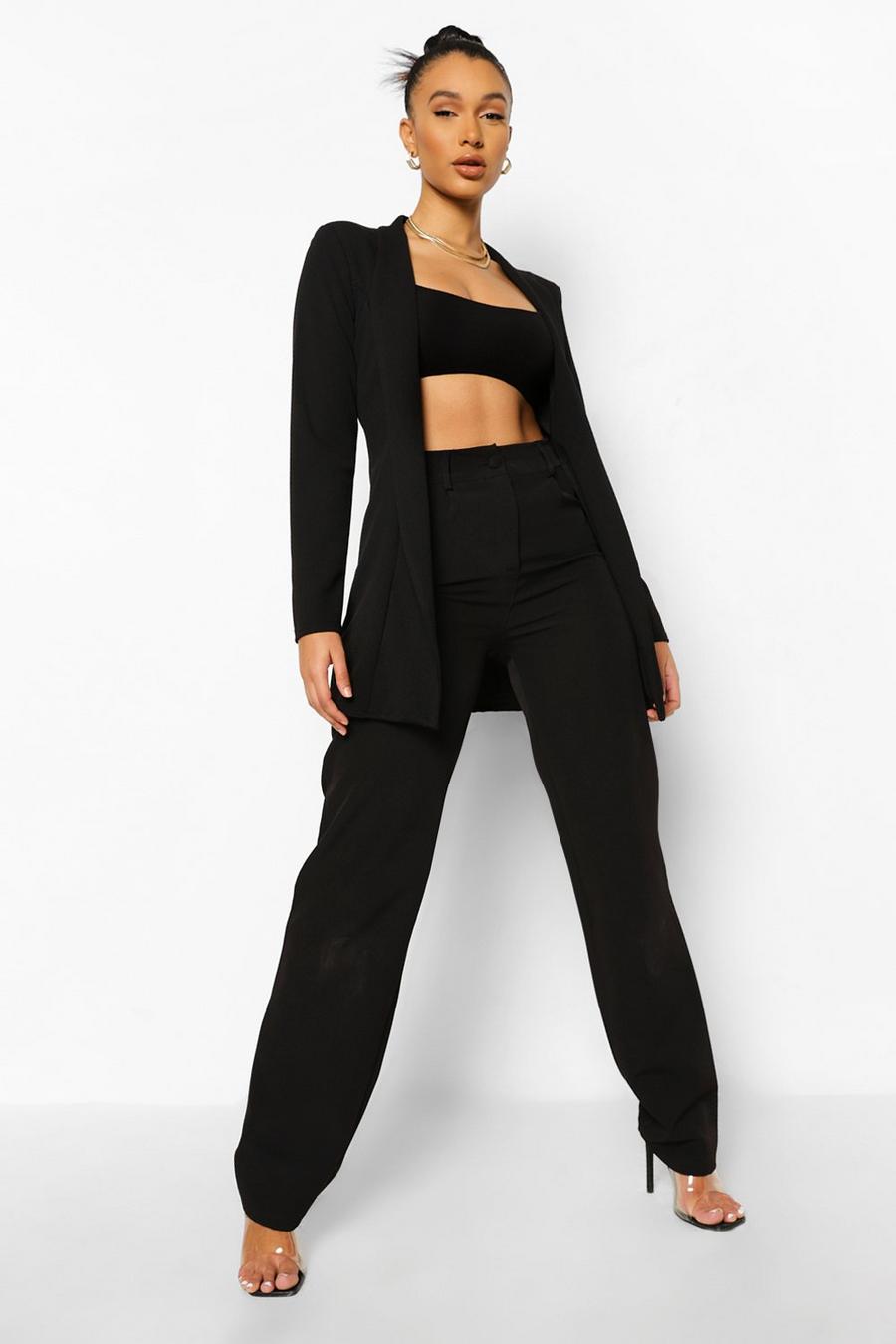 Black Oversized Double Waistband Trousers image number 1