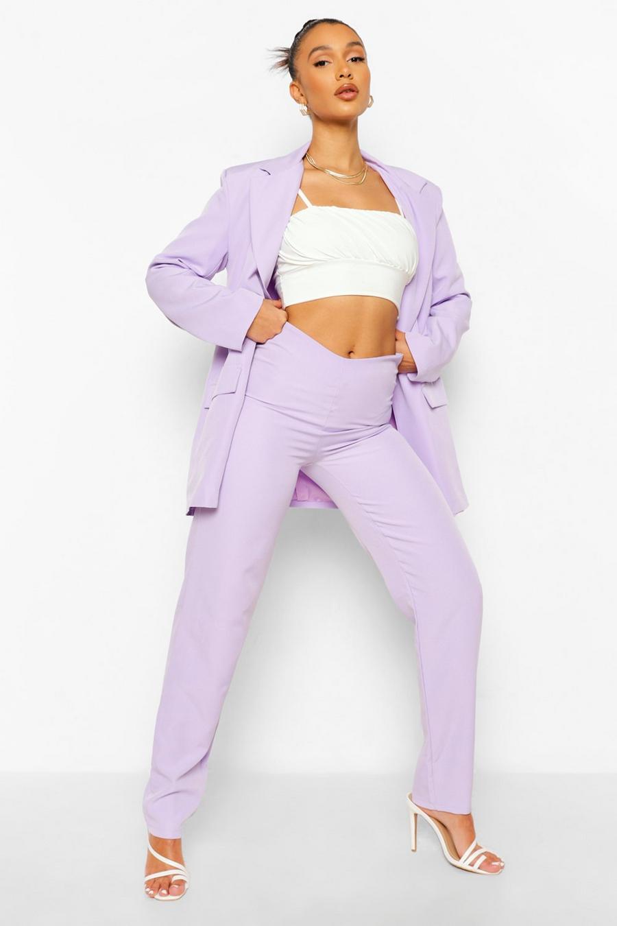 Lilac V Waistband Relaxed Fit Pants image number 1