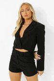Black Cropped Double Breasted Blazer