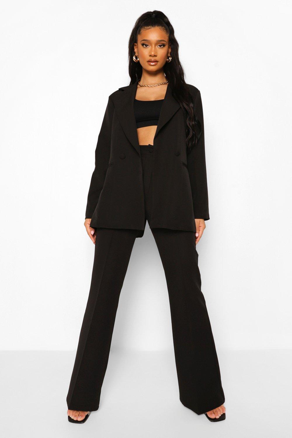 black wide leg trouser suit