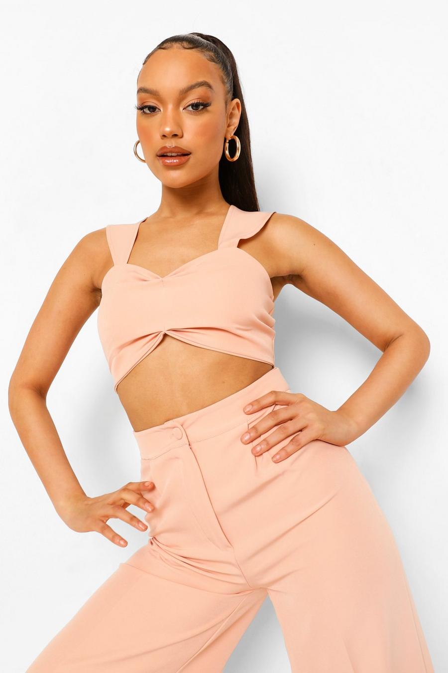 Peach Ruched Front Bralette image number 1