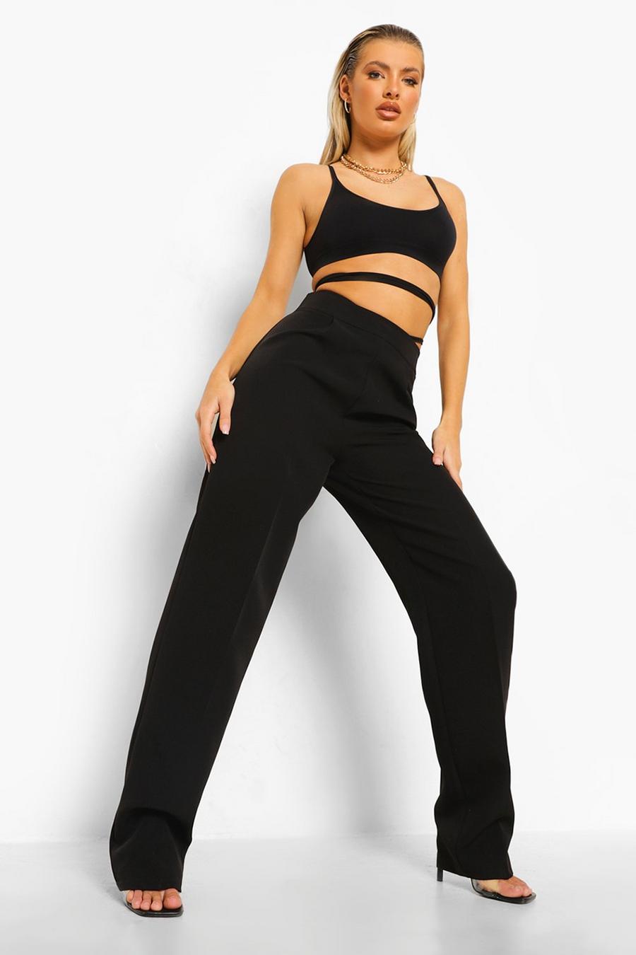 Black Strappy Waist Pants image number 1