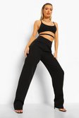 Black Strappy Waist Trousers