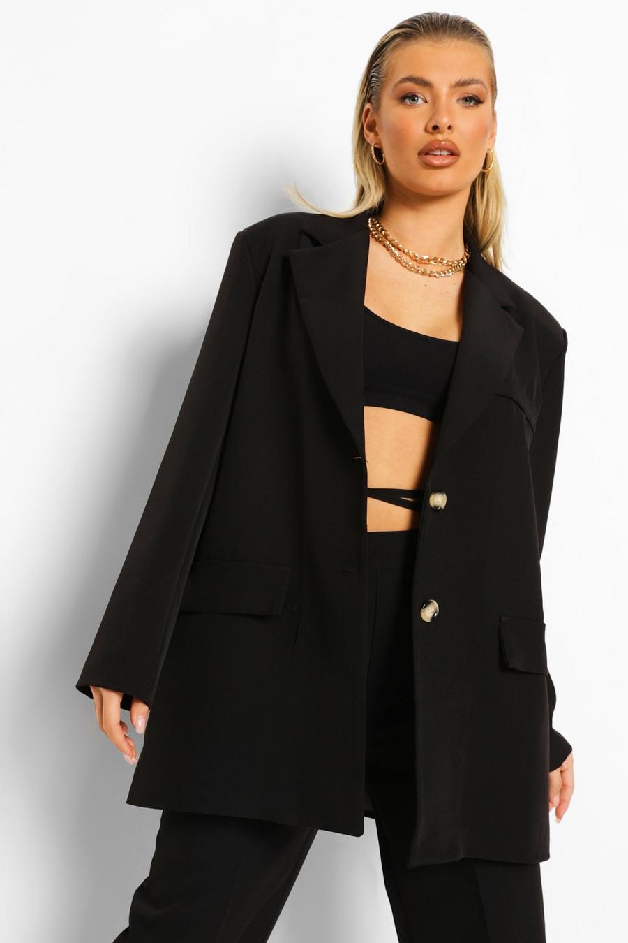 Black Oversized Relaxed Fit Blazer image number 1