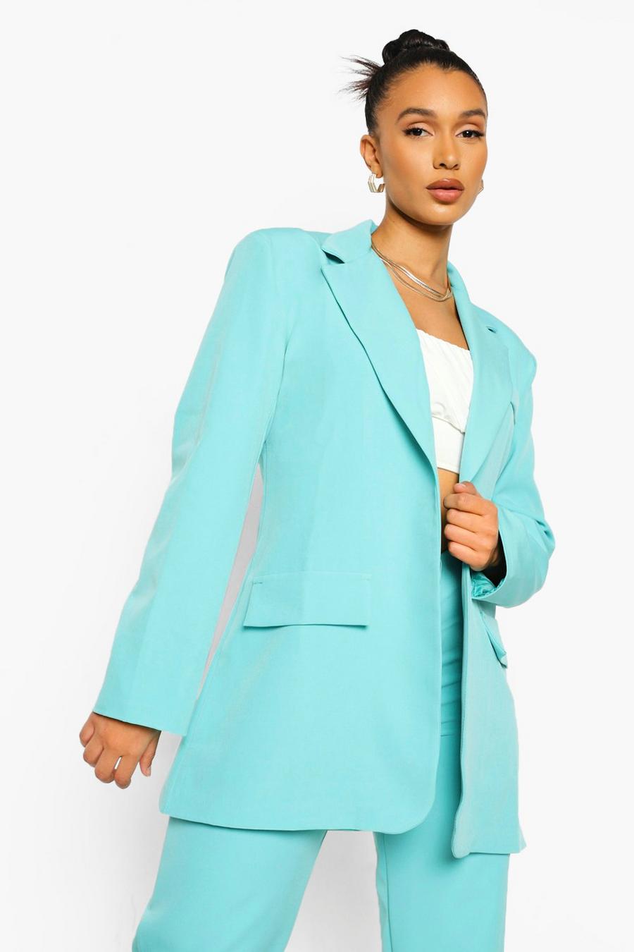 Turquoise Oversized Tailored Blazer image number 1