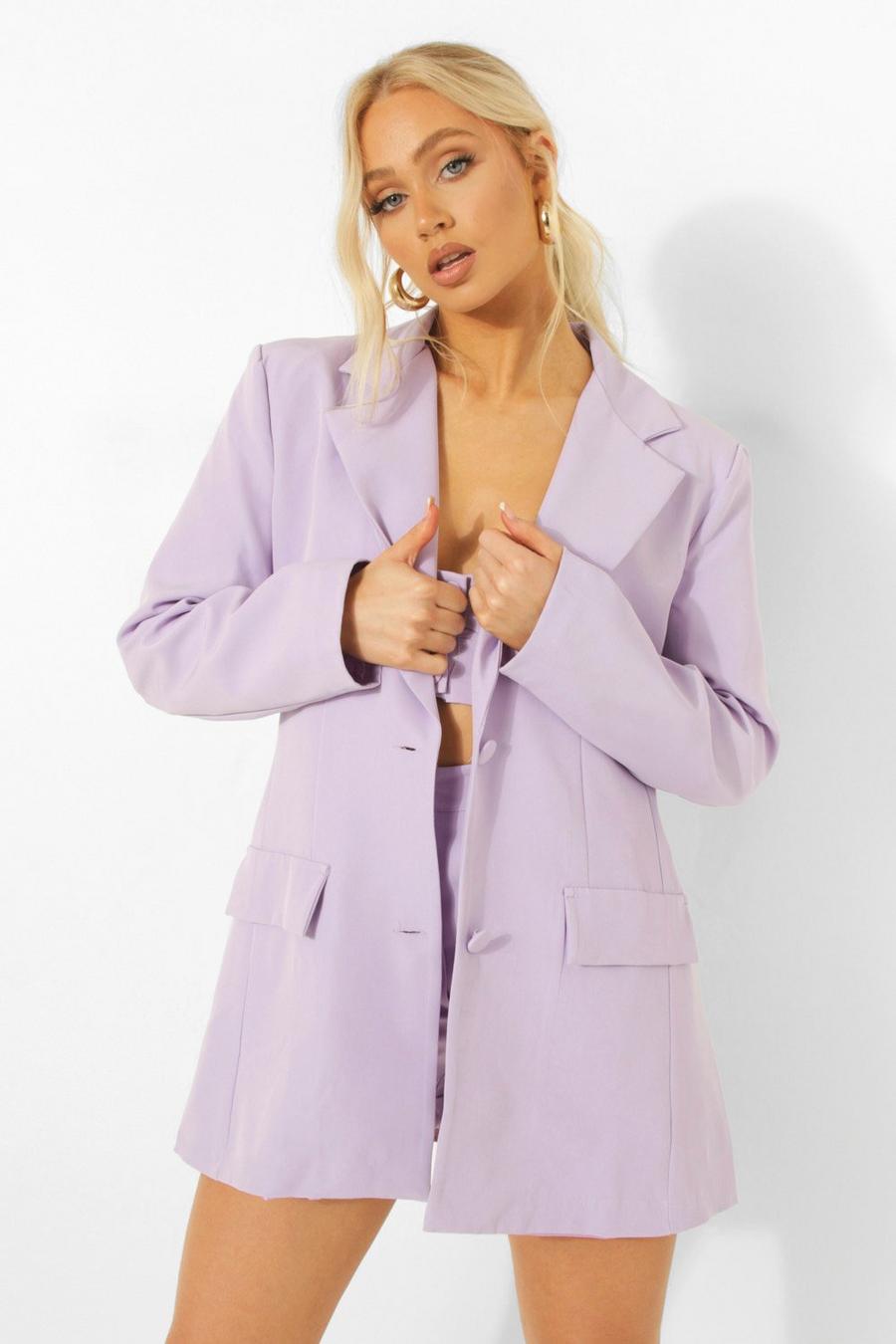 Lilac Fitted Longline Blazer image number 1