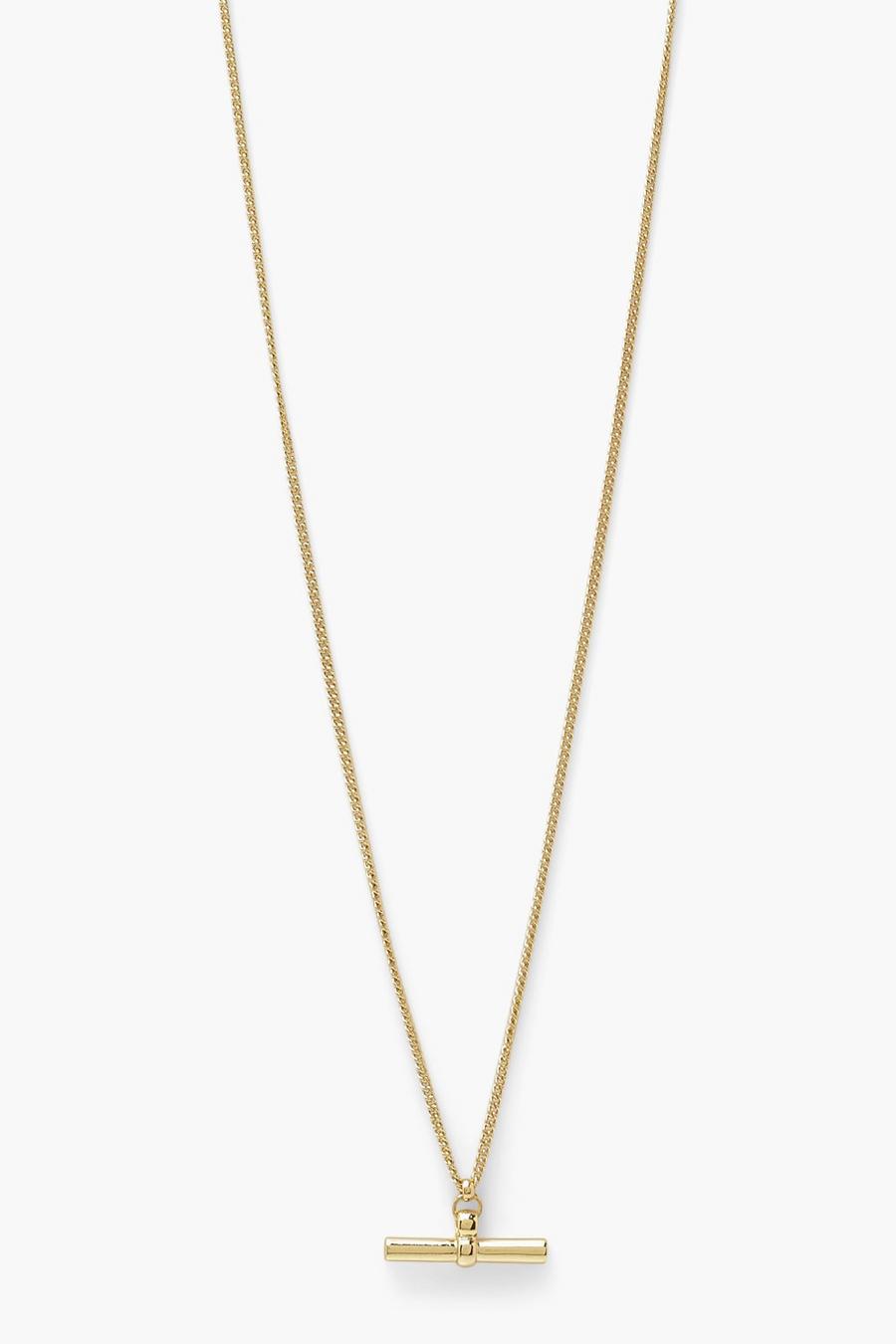 Gold T Bar Simple Single Necklace image number 1