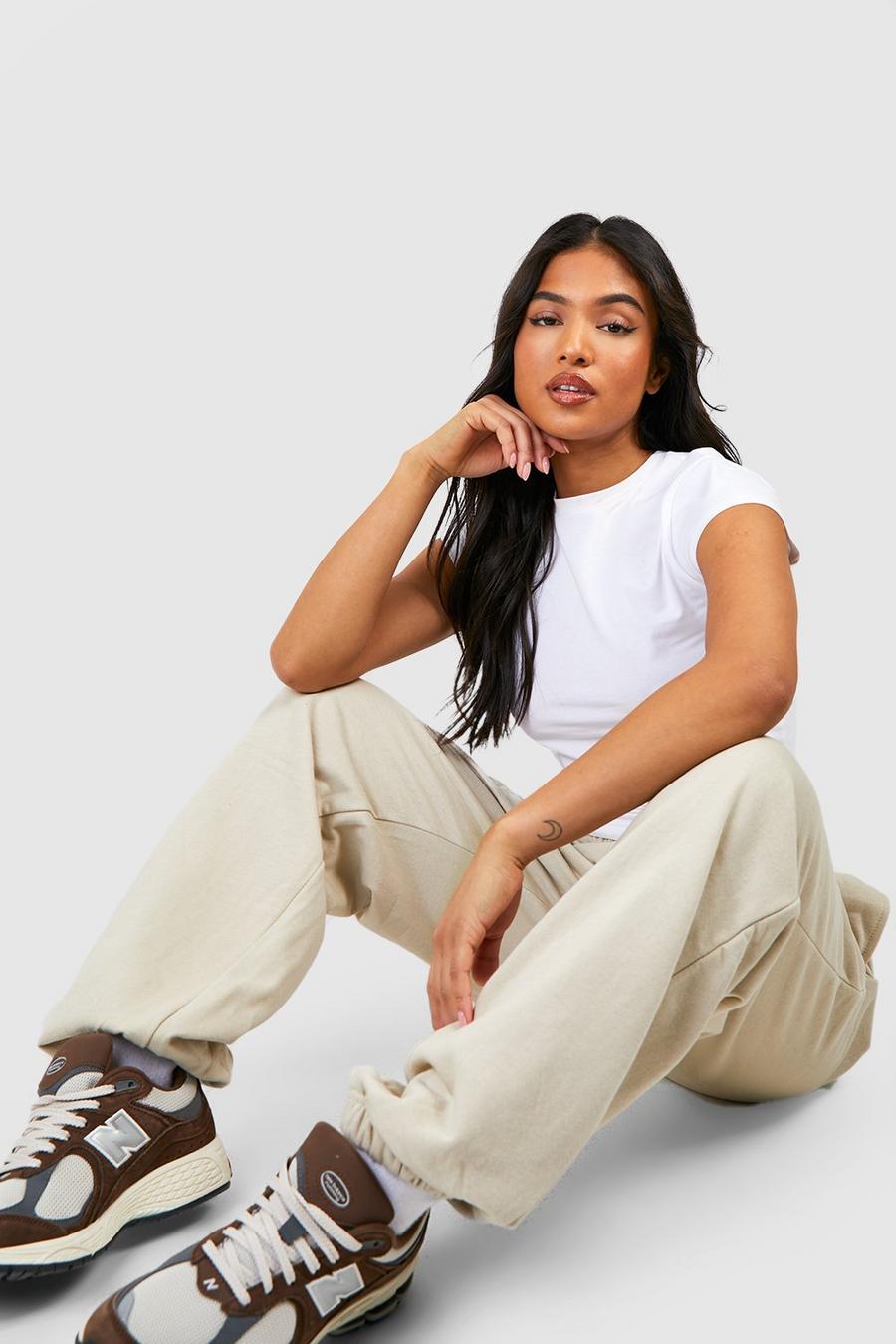 Stone beige Petite Recycled Cuffed Hem Joggers image number 1
