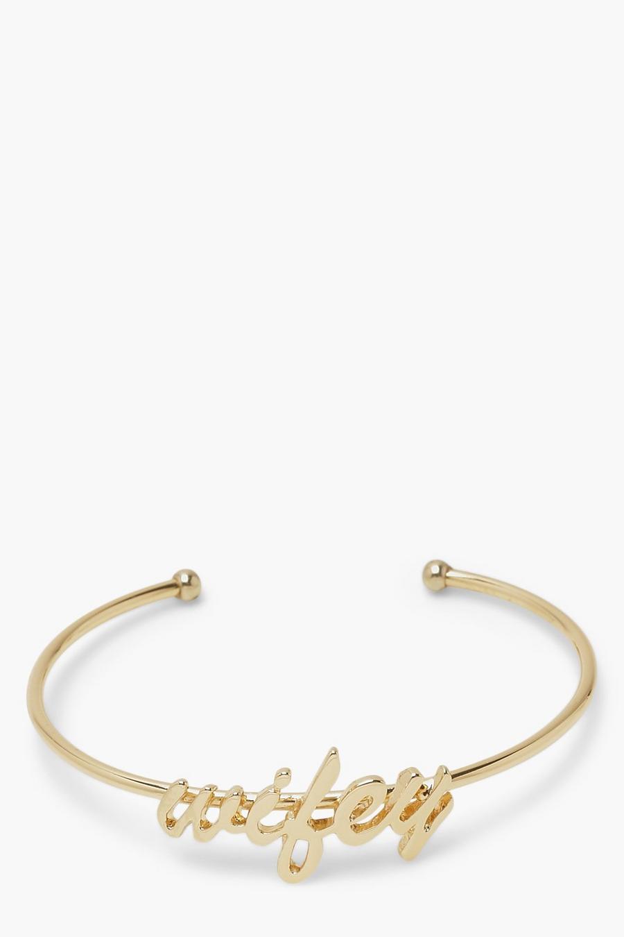 Gold Wifey Armband med text image number 1