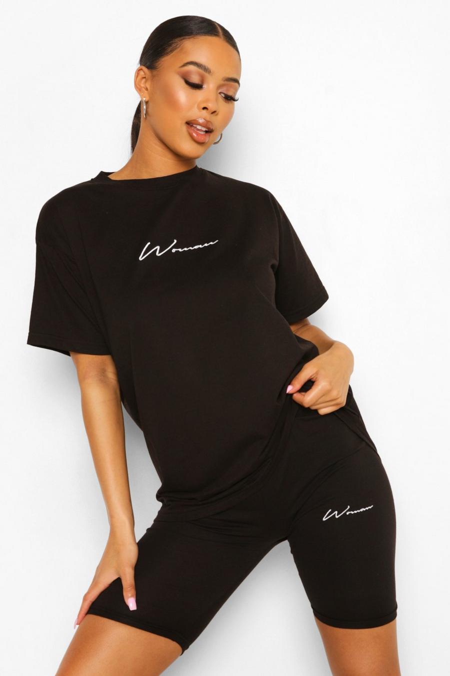 Black Woman T-shirt & Cycling Short Tracksuit image number 1