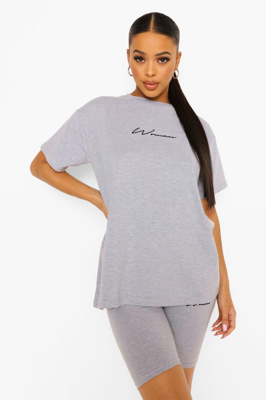 Grey Woman T-shirt & Cycling Short Tracksuit image number 1
