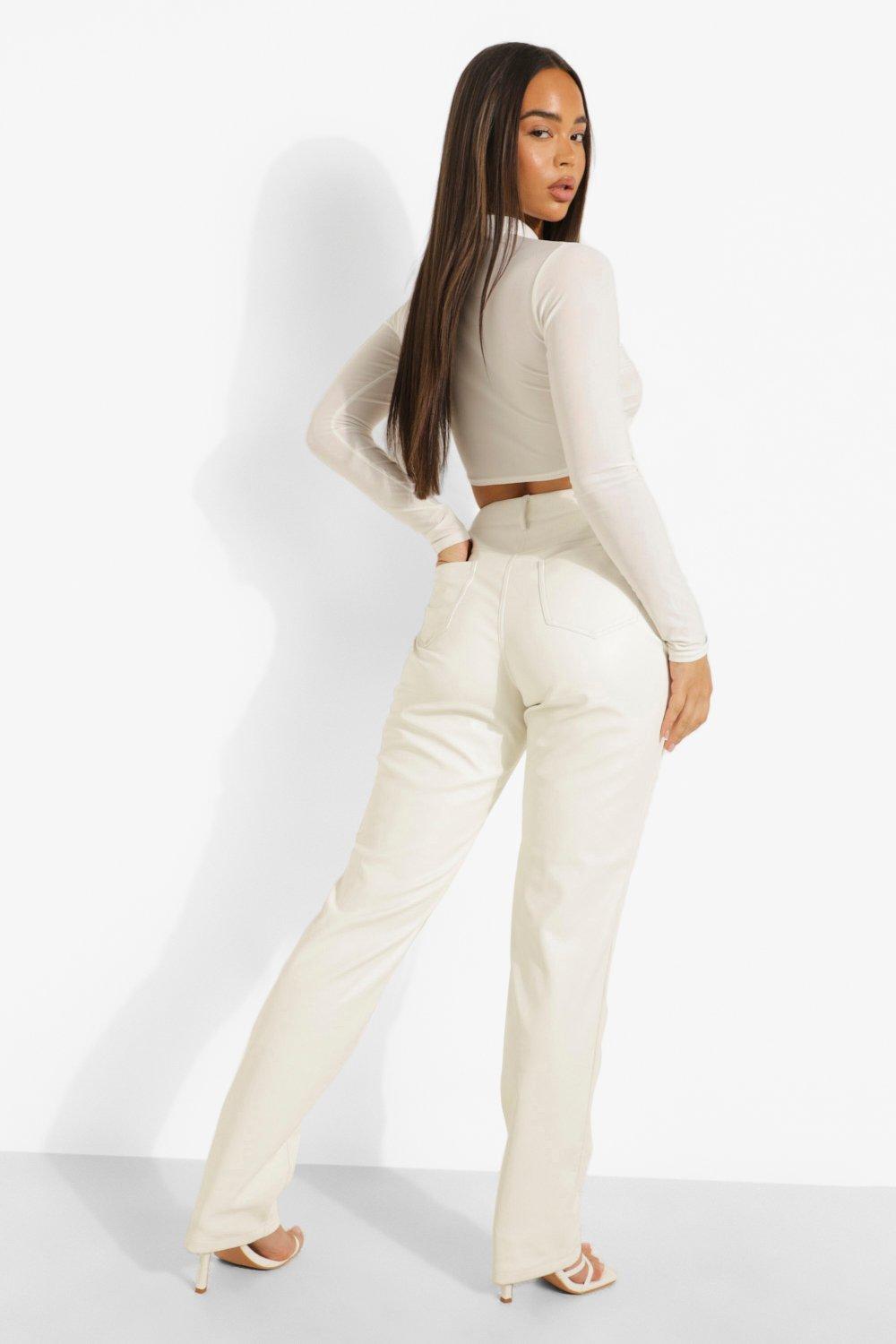 Women's Cross Over Waist Premium Leather Look Trouser