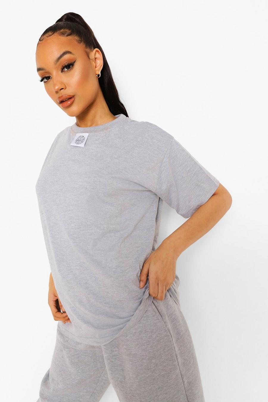 Grey Woman Label Detail Oversized T-shirt image number 1