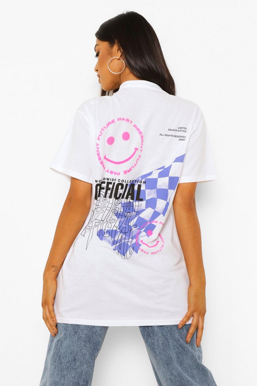Camiseta con estampado de sonrisa en la espalda Official Petite, Blanco image number 1