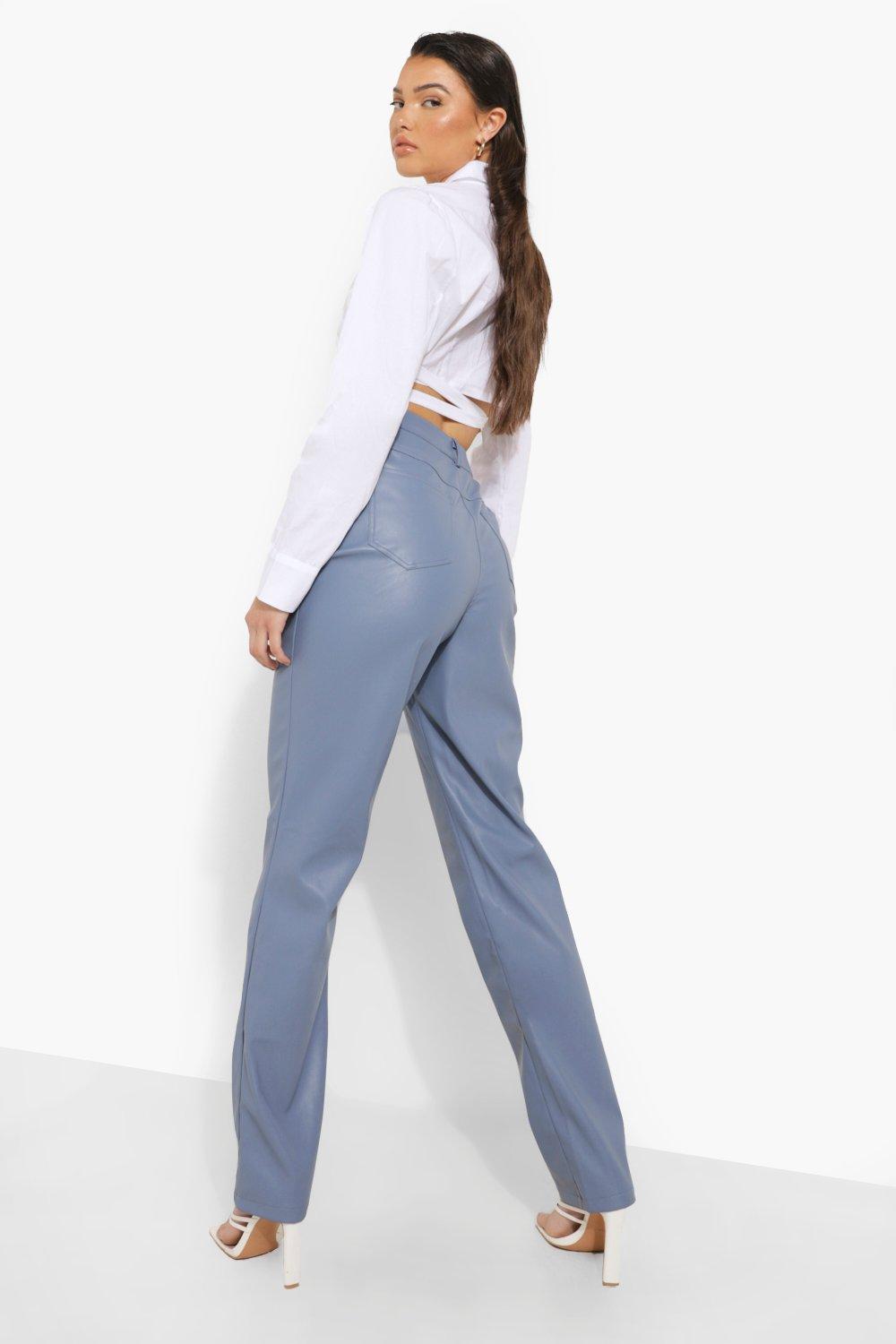 Cross Over Waist Premium Faux Leather Pants