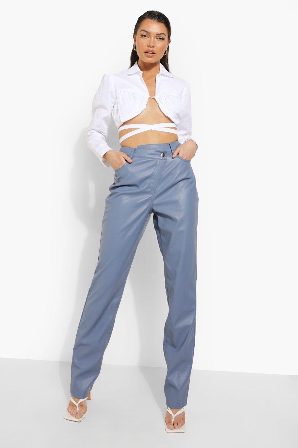 Cross Over Waist Premium Leather Look Trouser