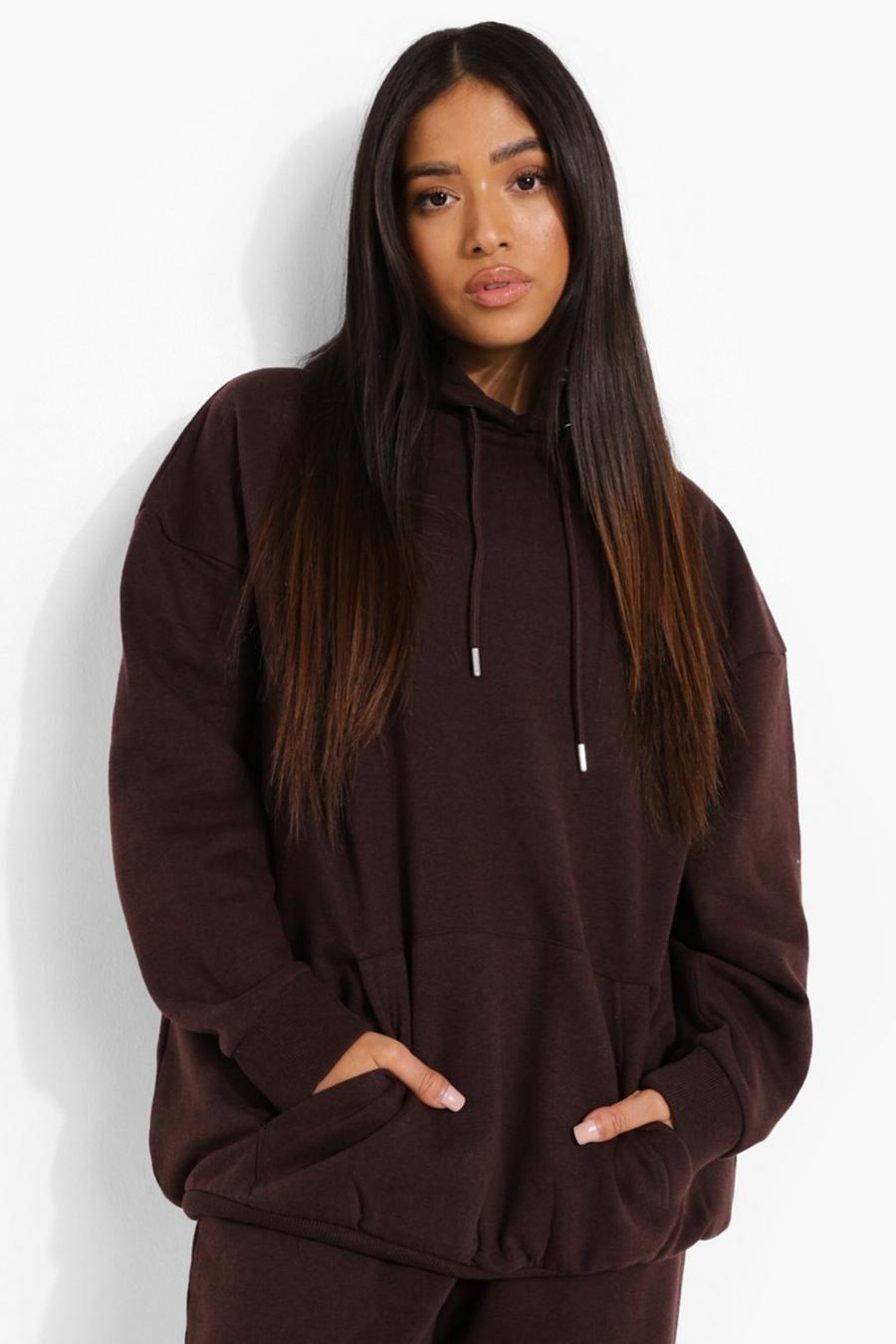 Petite recycelter Oversize Hoodie, Chocolate brown