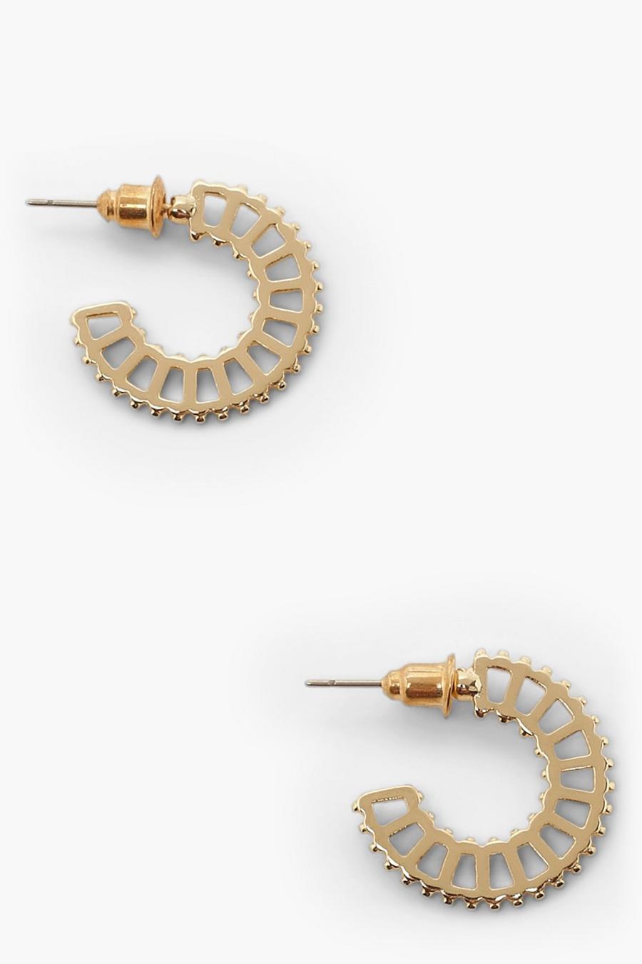 Gold Openwork Beaded Trim Earrings image number 1