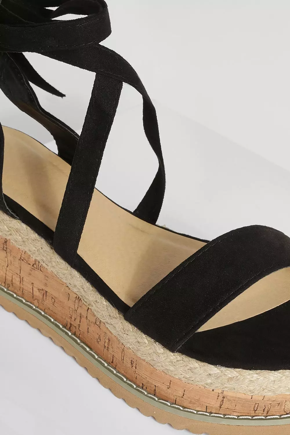 Black Wide Fit Wrap Up Cork Flatform alternative image