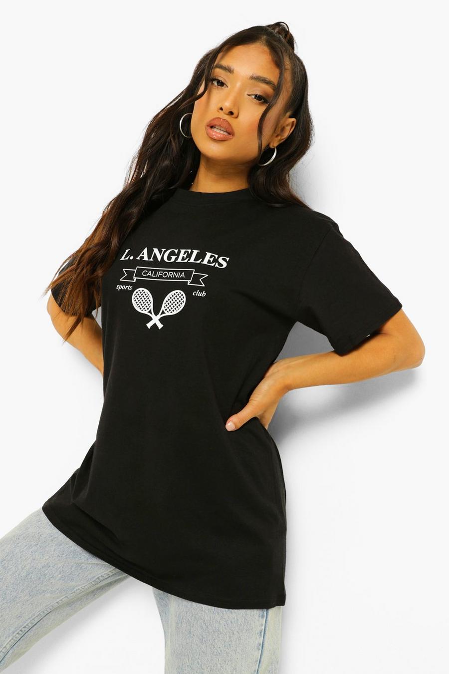 Black Petite - "LA Tennis Club" T-shirt med tryck image number 1