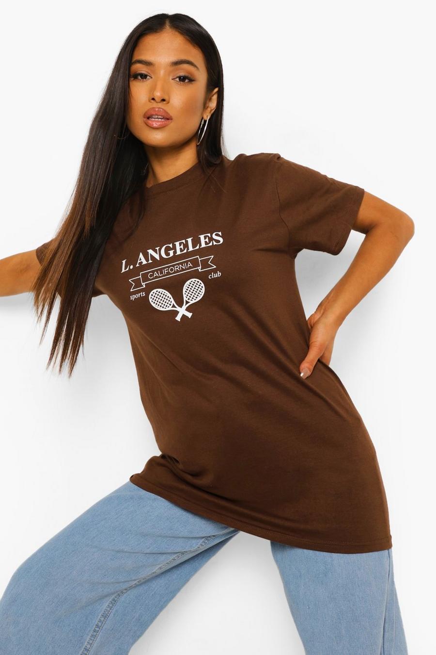 Camiseta con estampado de Los Angeles Tennis Club Petite, Chocolate image number 1