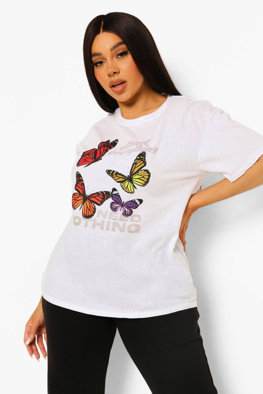 White Plus Butterfly Graphic T-Shirt image number 1