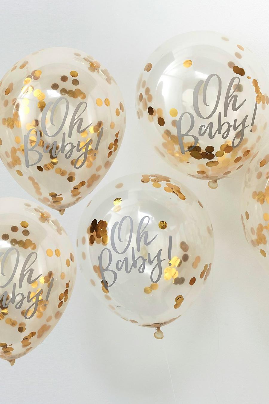 Ginger Ray Oh Baby Confetti Gold Balloons image number 1