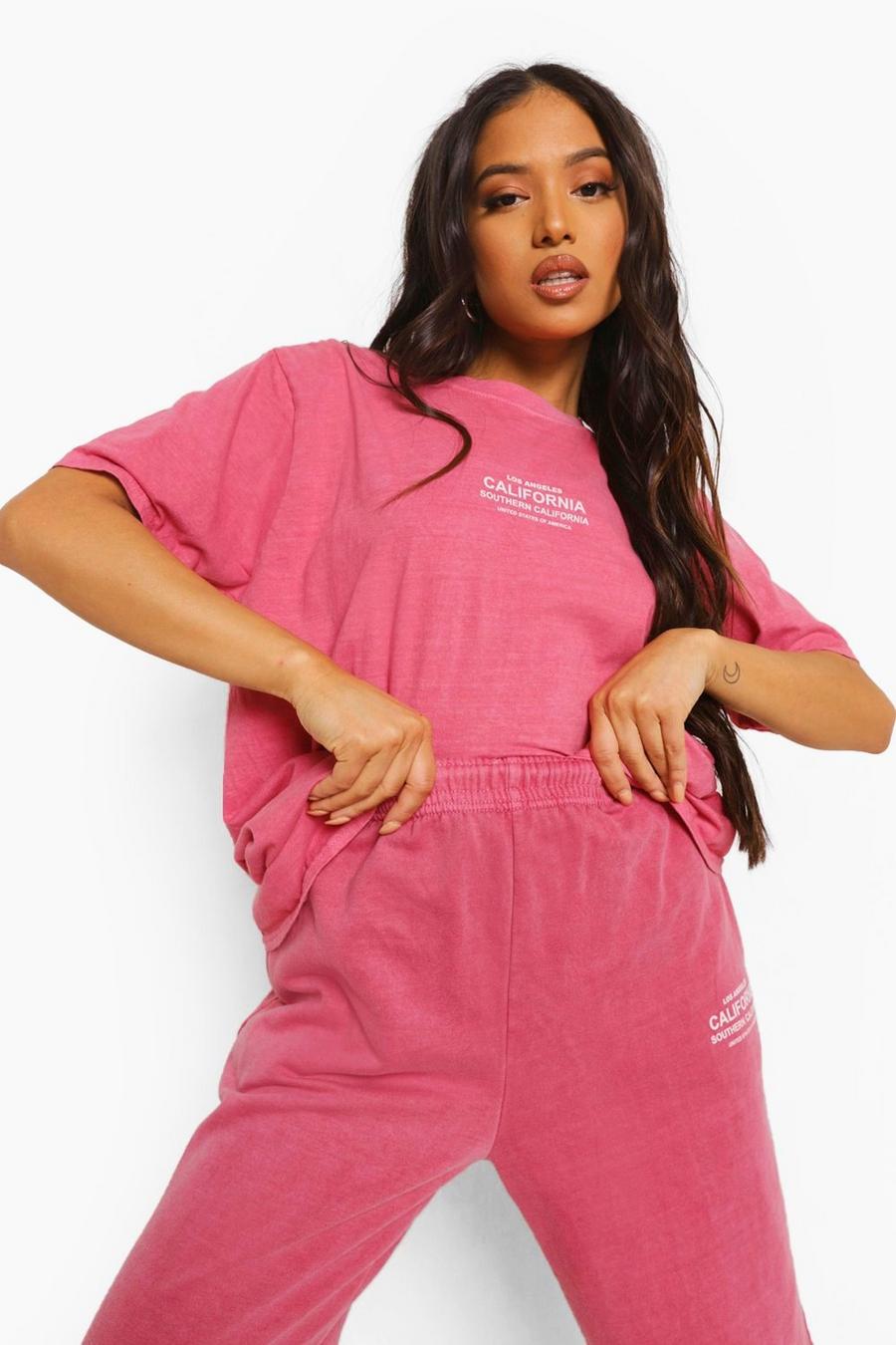 PETITE T-Shirt mit Washed-Effekt und „California“-Print, Rosé image number 1