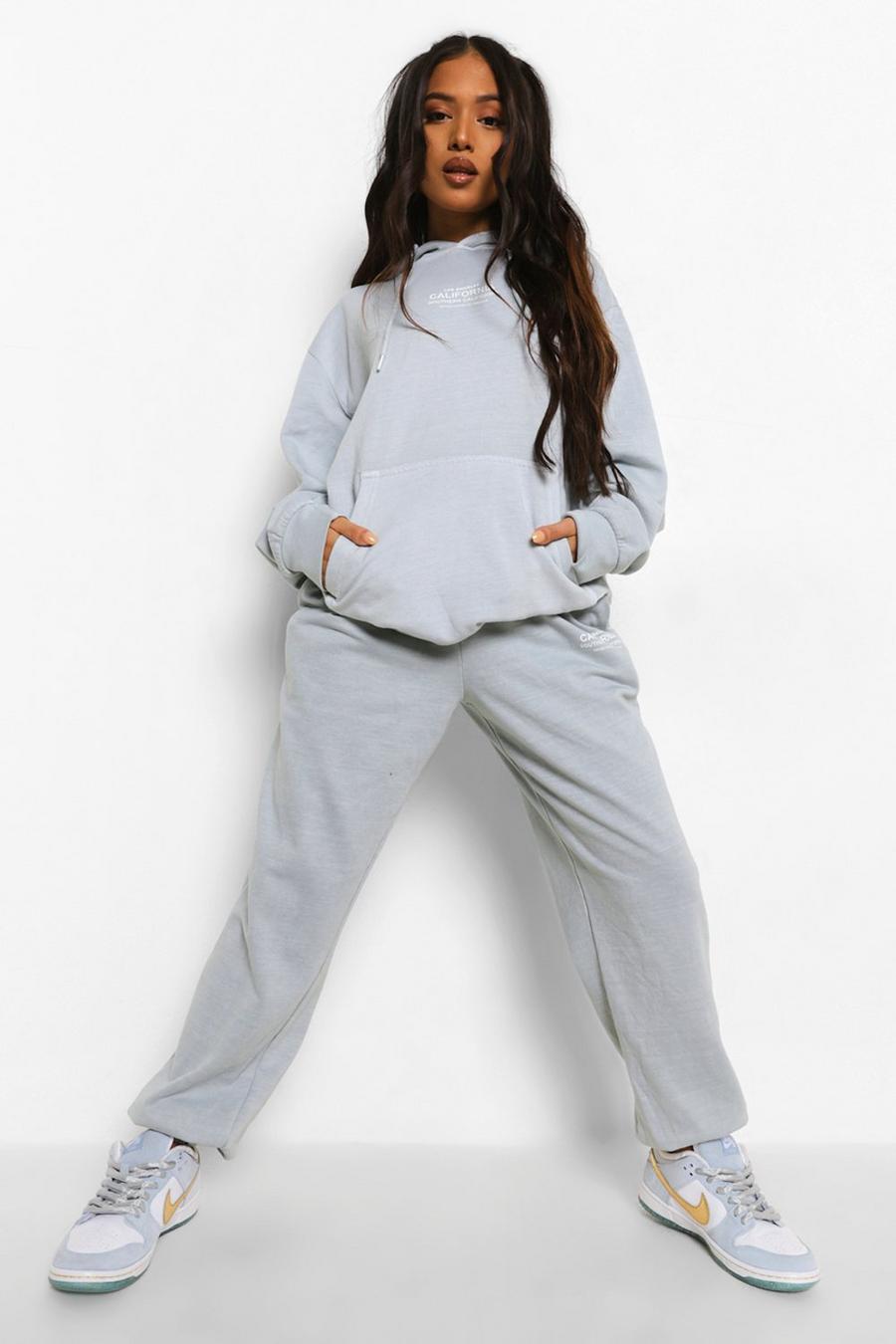 Pantaloni tuta Petite effetto lavato con stampa California, Salvia image number 1