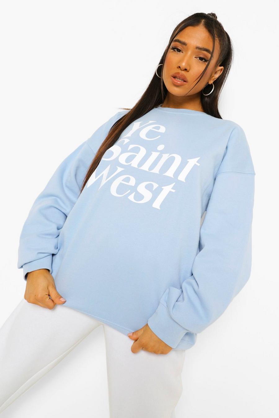 Pale blue Petite Ye Saint West Oversized Sweatshirt image number 1
