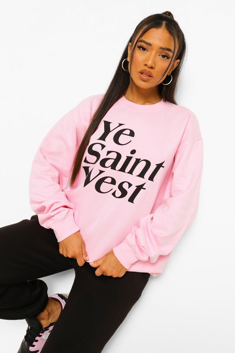 Pale pink Petite - "Ye Saint West" Oversize sweatshirt image number 1