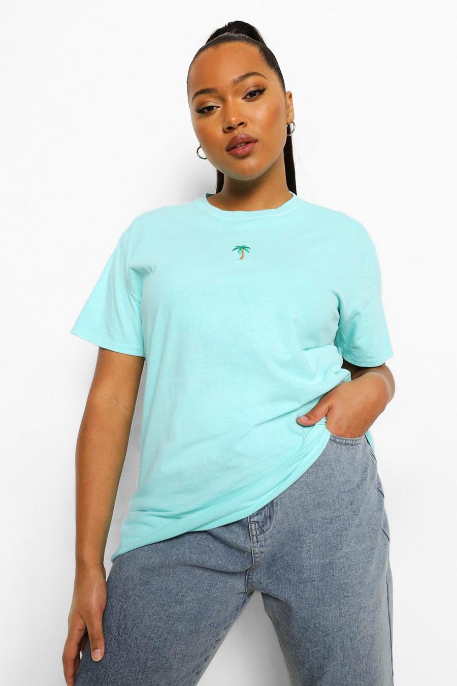 Mint Plus Palm Embroidered Overdye T-Shirt image number 1