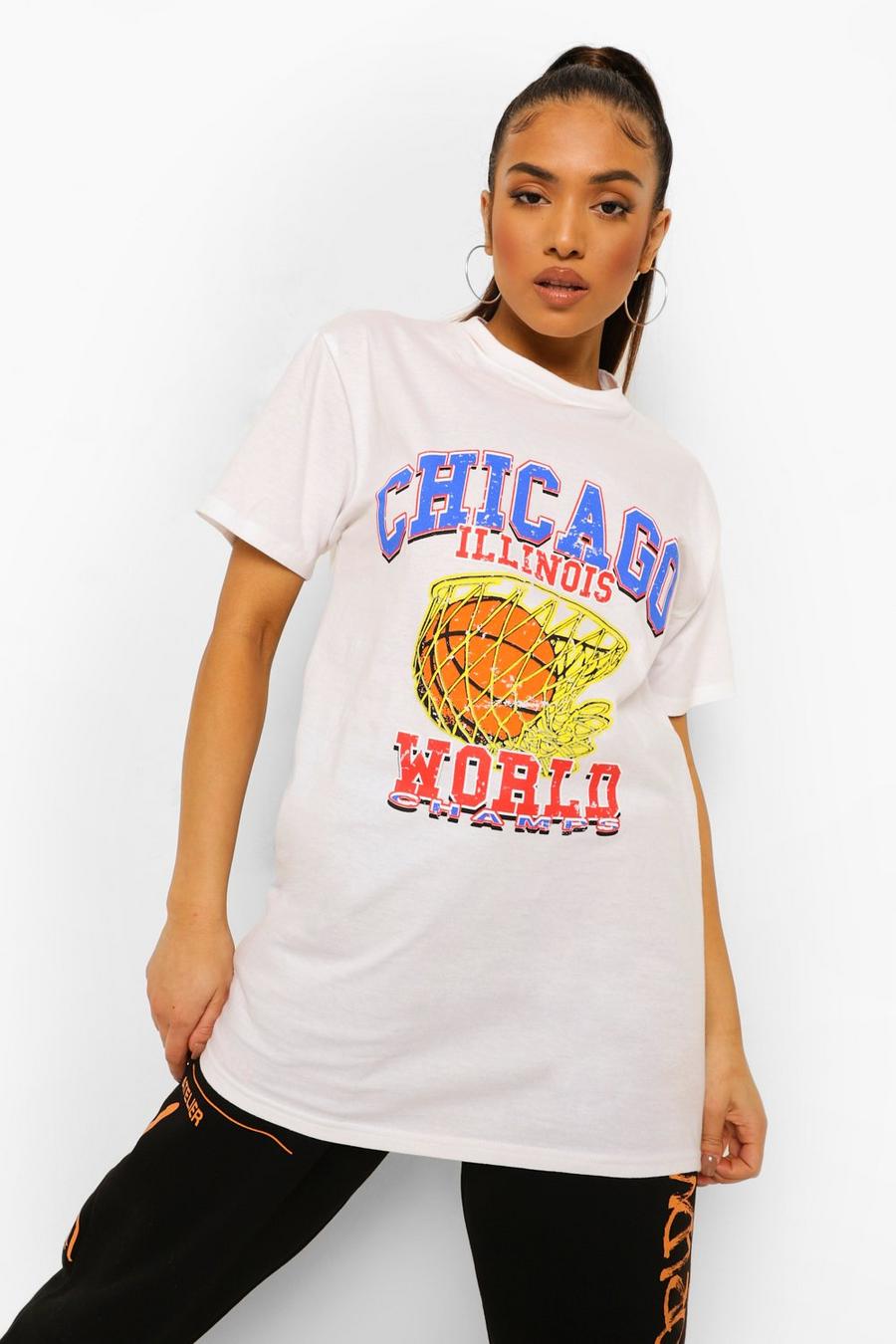 Petite T-Shirt mit Chicago-Print, Weiß image number 1
